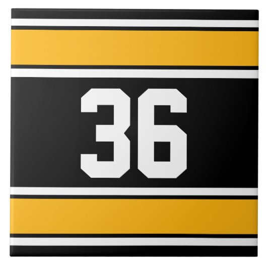 Maßgeschneiderte Black and Gold Sportstreifen Fliese (Vorderseite)