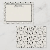 Maßgeschneiderte Black & Cream Chic Stationery Cat Mitteilungskarte (Vorne/Hinten)