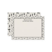 Maßgeschneiderte Black & Cream Chic Stationery Cat Mitteilungskarte (Vorderseite/Rückseite Beispiel)
