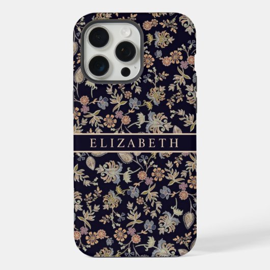 Maßgeschneiderte Black Floral Pastel Gold Blume iPhone Hülle (Rückseite)