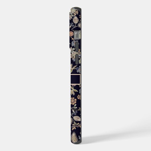 Maßgeschneiderte Black Floral Pastel Gold Blume iPhone Hülle (Linke Seite)