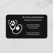 Maßgeschneiderte Black Veterinary Business Card QR Visitenkarte (Vorderseite)