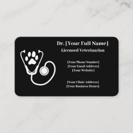 Maßgeschneiderte Black Veterinary Business Card QR Visitenkarte