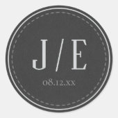 Maßgeschneiderte Black & White Wedding Initials ID Runder Aufkleber (Vorderseite)
