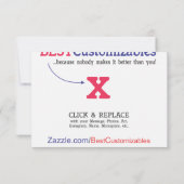 Maßgeschneiderte Blankengeschenkvorlage RSVP Karte (Rückseite)