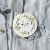 Maßgeschneiderte Bläschen-Monogramm-Babypfirsichbl Button (Beispiel)