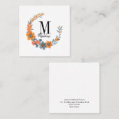 Maßgeschneiderte Bläsermonogramm-Blume Quadratische Visitenkarte (Vorne/Hinten)