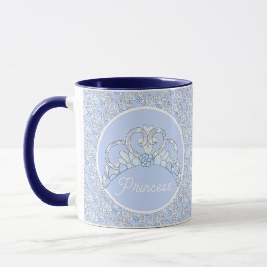 Maßgeschneiderte Blau- und Silbertiara-Tasse Tasse (Links)