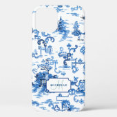 Maßgeschneiderte Blau- und Weißpagode Chinoiserie Case-Mate iPhone Hülle (Rückseite)