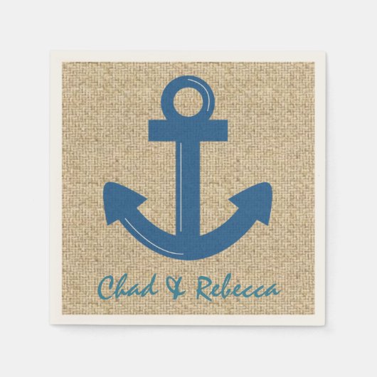 Maßgeschneiderte blaue Ankerpapierservietten Serviette (Vorderseite)