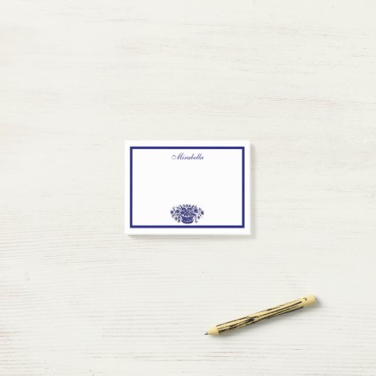 Maßgeschneiderte blaue und weiße blaue Grenzkleber Post-it Klebezettel (Auf Schreibtisch)