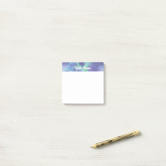 Maßgeschneiderte blaugrüne Wasserfarbe Post-it Klebezettel (Auf Schreibtisch)