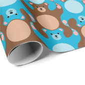 Maßgeschneiderte Blue Brown Teddy Bärenkesselung Geschenkpapier (Rolleneckpunkt)