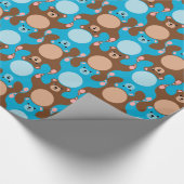 Maßgeschneiderte Blue Brown Teddy Bärenkesselung Geschenkpapier (Ecke)
