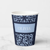 Maßgeschneiderte Blue Carved Weihnachtsschmuck Pappbecher (Vorderseite)