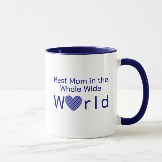 Maßgeschneiderte Blue Checkered Heart World - die Tasse (Rechts)