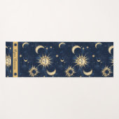 Maßgeschneiderte Blue & Gold Sun und Crescent Moon Yogamatte (Vorderseite (Horizontal))