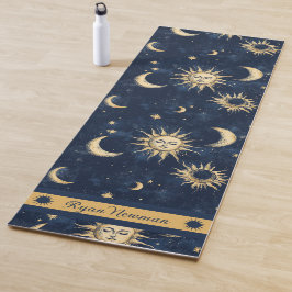 Maßgeschneiderte Blue & Gold Sun und Crescent Moon Yogamatte