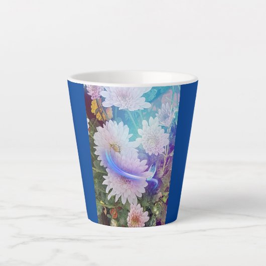 Maßgeschneiderte Blue Latte Tasse mit White Daisy (Vorderseite)