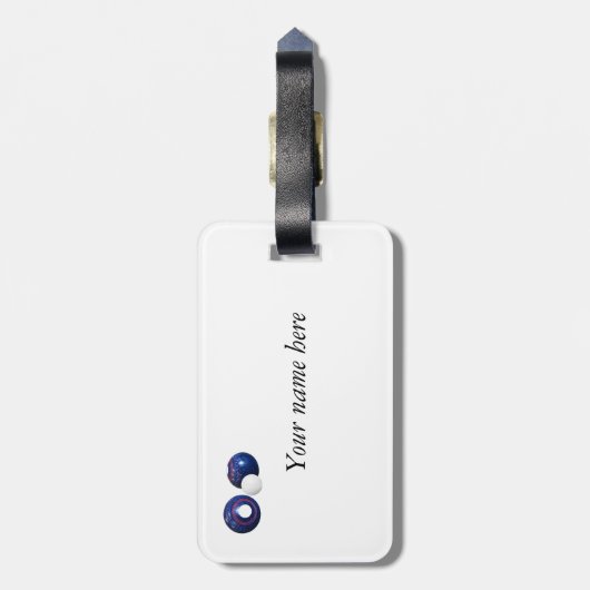 Maßgeschneiderte Blue-Rasenbowls Gepäckanhänger (Rückseite vertikal)