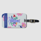 Maßgeschneiderte Blue Russian Cat & Matisse Blume Gepäckanhänger (Vorderseite (Horizontal))