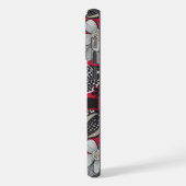 Maßgeschneiderte Blume aus Weißschwarz-Rot iPhone Hülle (Linke Seite)