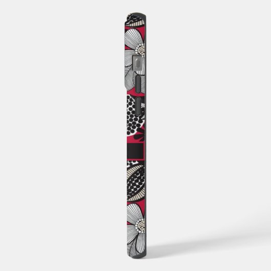 Maßgeschneiderte Blume aus Weißschwarz-Rot iPhone Hülle (Linke Seite)