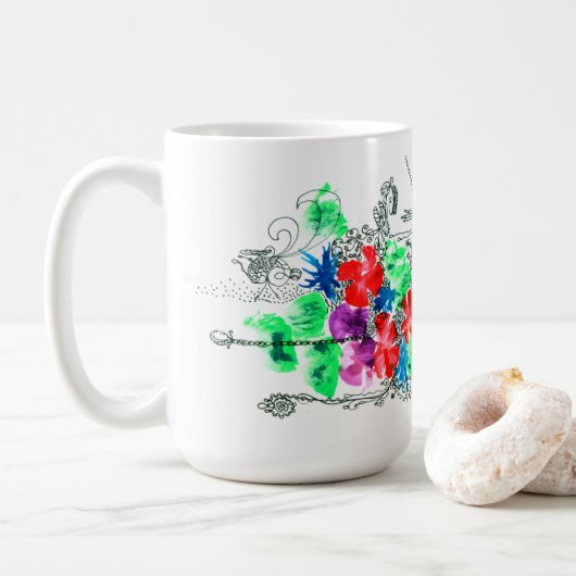Maßgeschneiderte Blume in Kunstfarben Kaffeetasse (Mit Donut)