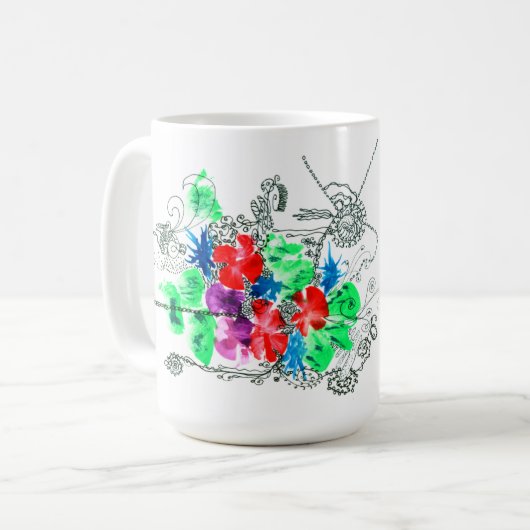 Maßgeschneiderte Blume in Kunstfarben Kaffeetasse (Vorderseite Links)