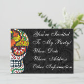 Maßgeschneiderte Blume Mexikanischer Zuckerschädel Einladung (Stehend Vorderseite)