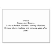 Maßgeschneiderte Blume mit Crocus floral Tischnummer (Rückseite)