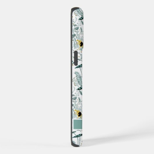 Maßgeschneiderte Blume mit weißem Blumengrün iPhone Hülle (Rechte Seite)