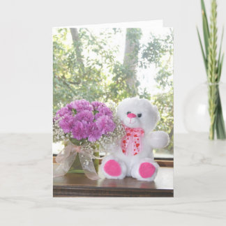 Maßgeschneiderte Blume & Teddy Bear Valentine Card Feiertagskarte