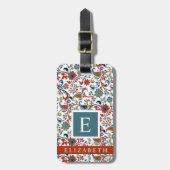 Maßgeschneiderte Blume von White Floral Red Paisle Gepäckanhänger (Vorderseite vertikal)