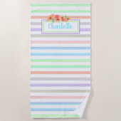 Maßgeschneiderte Blumenfarbe am Streifen Art Muste Strandtuch (Vorderseite)