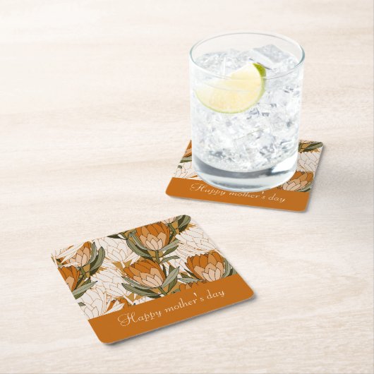 Maßgeschneiderte Blütenpracht in Braun für den Mut Rechteckiger Pappuntersetzer (Vor Ort)