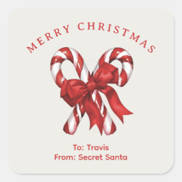 Maßgeschneiderte Bonbons mit Vorweihnachtsgeschenk Quadratischer Aufkleber