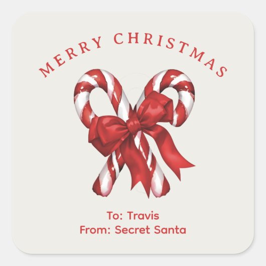Maßgeschneiderte Bonbons mit Vorweihnachtsgeschenk Quadratischer Aufkleber (Vorderseite)