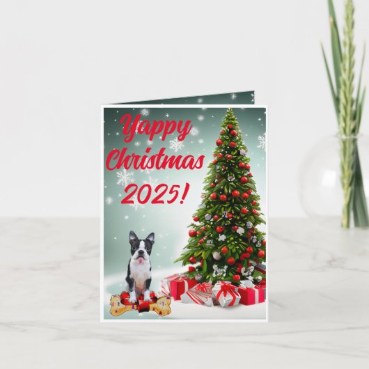 Maßgeschneiderte Boston Terrier Dog Yappy Xmas Car Karte (Vorderseite)