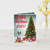 Maßgeschneiderte Boston Terrier Dog Yappy Xmas Car Karte (Gelbe Blume)