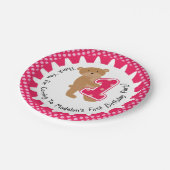 Maßgeschneiderte braune Bären 1. Geburtstag Paper- Pappteller (Schrägansicht)