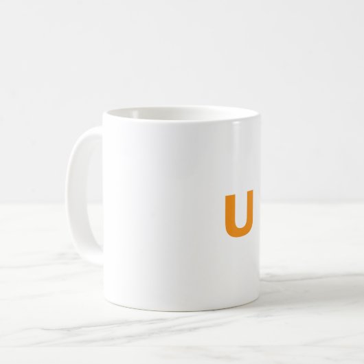 Maßgeschneiderte Buchstaben U-Tasse Kaffeetasse (Vorderseite Links)