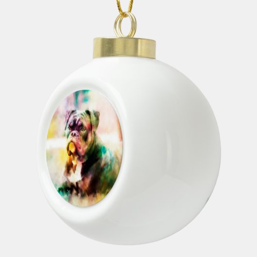 Maßgeschneiderte Bulldog Wasserfarbenlackierung Keramik Kugel-Ornament (Rechts)