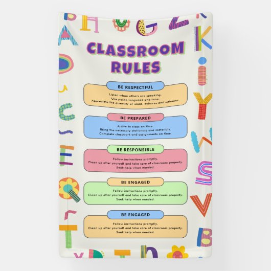 Maßgeschneiderte bunte Lehrerregeln Banner (Vertikal)