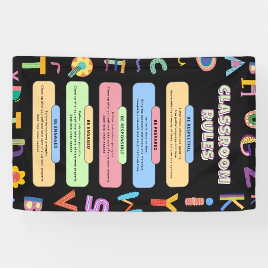 Maßgeschneiderte bunte Lehrerregeln Banner (Horizontal)