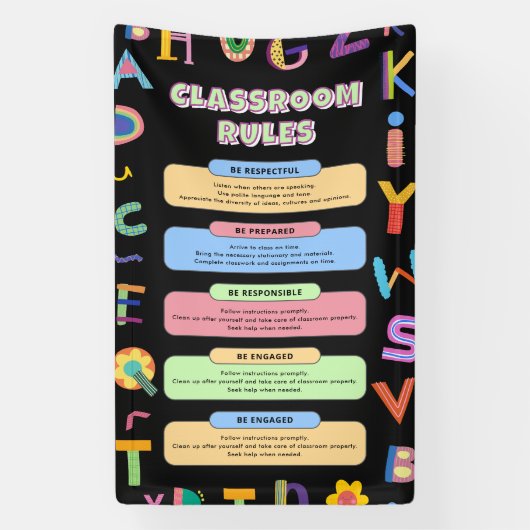 Maßgeschneiderte bunte Lehrerregeln Banner (Vertikal)