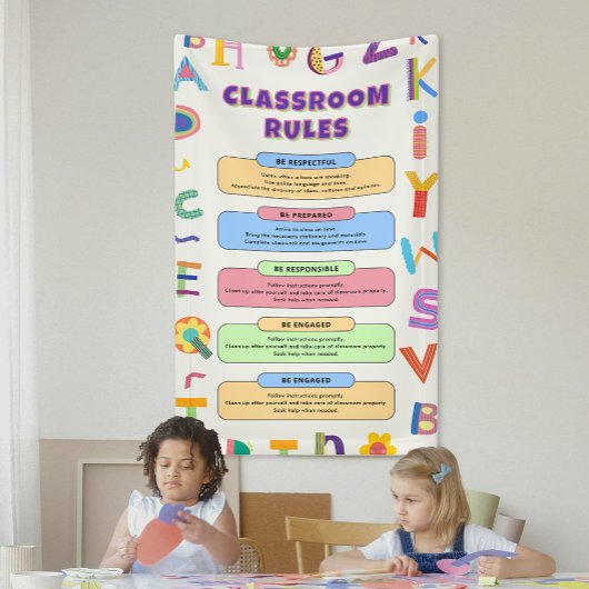 Maßgeschneiderte bunte Lehrerregeln Banner