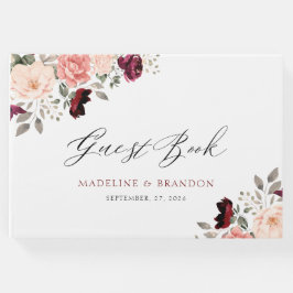 Maßgeschneiderte Burgundy Blush Floral Wedding Gästebuch