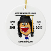 Maßgeschneiderte Cartoon für Weibliche Graduate Keramikornament (Vorne)