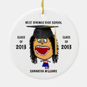 Maßgeschneiderte Cartoon für Weibliche Graduate Keramikornament (Hinten)